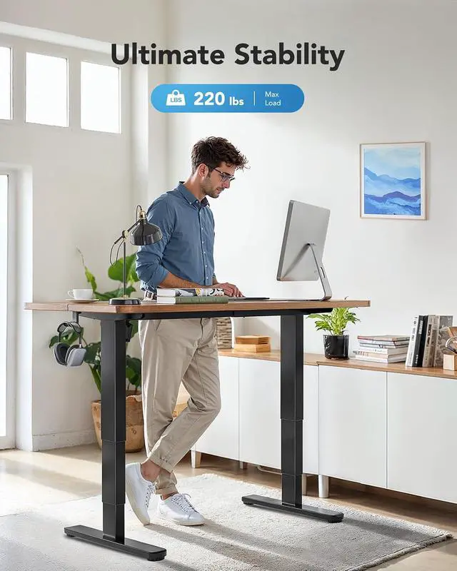 Alt view image 3 of 7 - Standing Desk Frame with 220lbs Powerful Brushless Motor, Double Crossbeam Structure, Thick Adjustable Desk Legs, for Max 35.4 x 86.6 Desktop, for Home Office, Black Frame Only