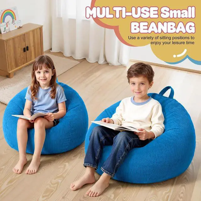 Alt view image 4 of 7 - 2Pcs of 2FT Bean Bag Chair,Giant Bean Bag Chairs for Teens Adults,Big Bean Bags with Memory Foam Filled, Large Beanbag Chairs with Soft Corduroy Cover-Blue