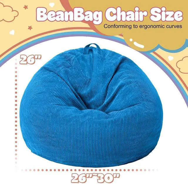 Alt view image 2 of 7 - 2Pcs of 2FT Bean Bag Chair,Giant Bean Bag Chairs for Teens Adults,Big Bean Bags with Memory Foam Filled, Large Beanbag Chairs with Soft Corduroy Cover-Blue
