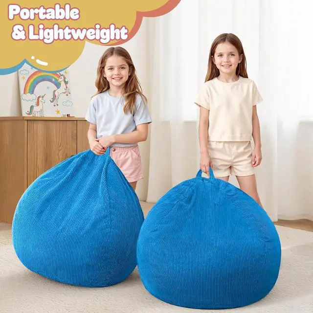 Alt view image 5 of 7 - 2Pcs of 2FT Bean Bag Chair,Giant Bean Bag Chairs for Teens Adults,Big Bean Bags with Memory Foam Filled, Large Beanbag Chairs with Soft Corduroy Cover-Blue