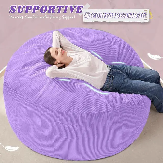 Alt view image 5 of 6 - 6FT Bean Bag Chair,Giant Bean Bag Chairs for Adults,Big Bean Bags with Memory Foam Filled, Large Beanbag Chairs with Soft Corduroy Cover