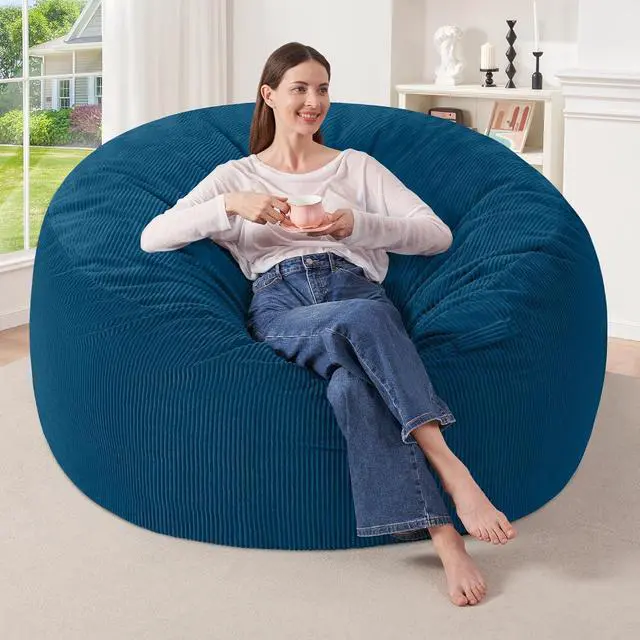 Main image of 4FT Bean Bag Chair,Giant Bean Bag Chairs for Adults,Big Bean Bags with Memory Foam Filled, Large Beanbag Chairs with Soft Corduroy Cover-Dark Blue