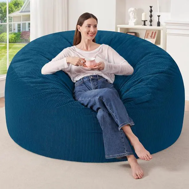 Main image of 5FT Bean Bag Chair,Giant Bean Bag Chairs for Adults,Big Bean Bags with Memory Foam Filled, Large Beanbag Chairs with Soft Corduroy Cover-Dark Blue