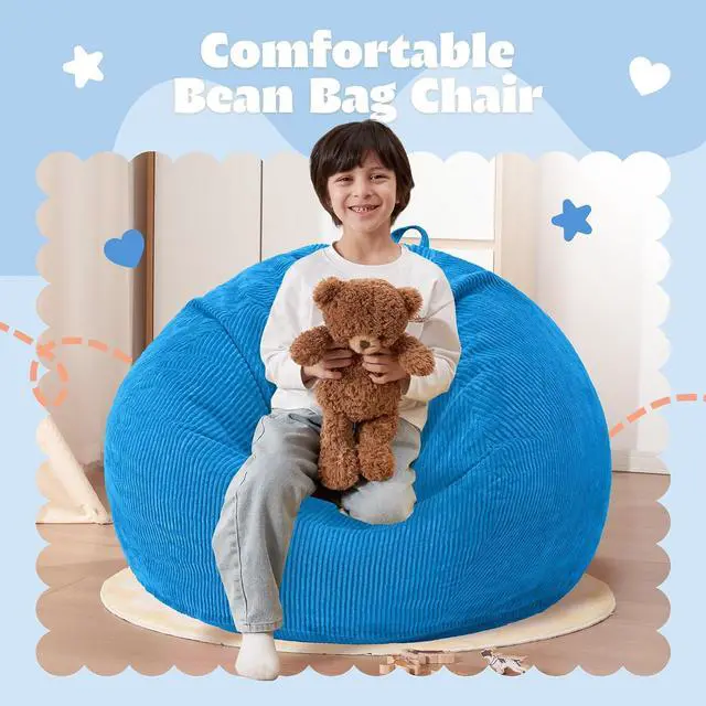 Alt view image 3 of 7 - 2FT Bean Bag Chair,Giant Bean Bag Chairs for Teens Adults,Big Bean Bags with Memory Foam Filled, Large Beanbag Chairs with Soft Corduroy Cover-Blue