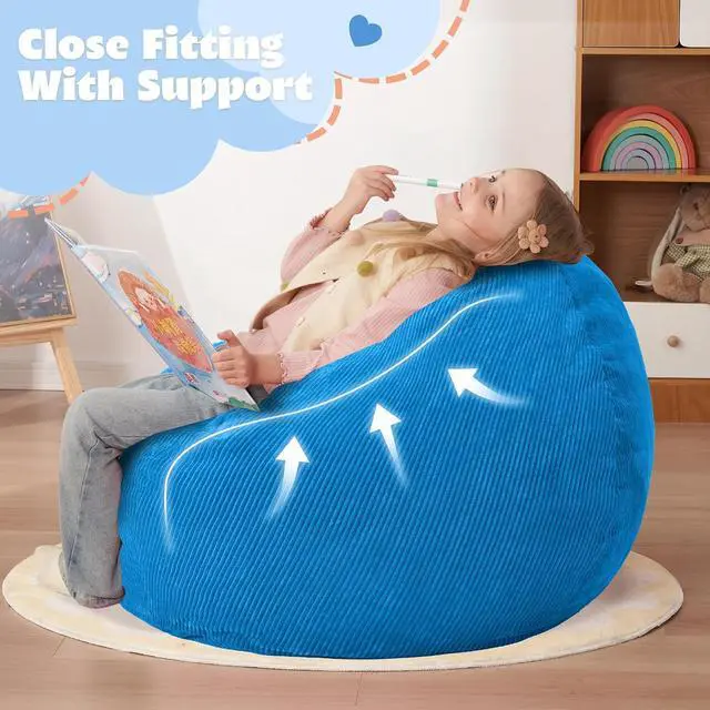 Alt view image 5 of 7 - 2FT Bean Bag Chair,Giant Bean Bag Chairs for Teens Adults,Big Bean Bags with Memory Foam Filled, Large Beanbag Chairs with Soft Corduroy Cover-Blue