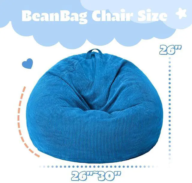 Alt view image 2 of 7 - 2FT Bean Bag Chair,Giant Bean Bag Chairs for Teens Adults,Big Bean Bags with Memory Foam Filled, Large Beanbag Chairs with Soft Corduroy Cover-Blue