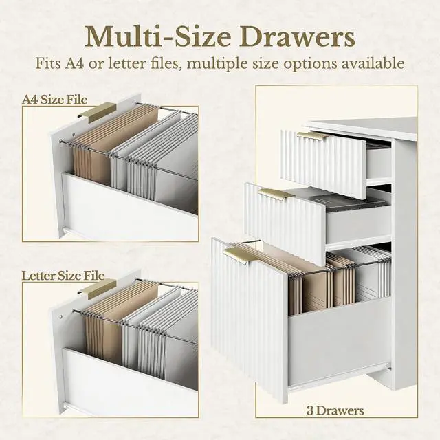 Alt view image 7 of 7 - 63 Inches L Shaped Electric Standing Desk, Height Adjustable Executive Desk with Drawers and File Cabinet, AC/USB, 1.18" Desktop and Privacy Panel for Home Office, White