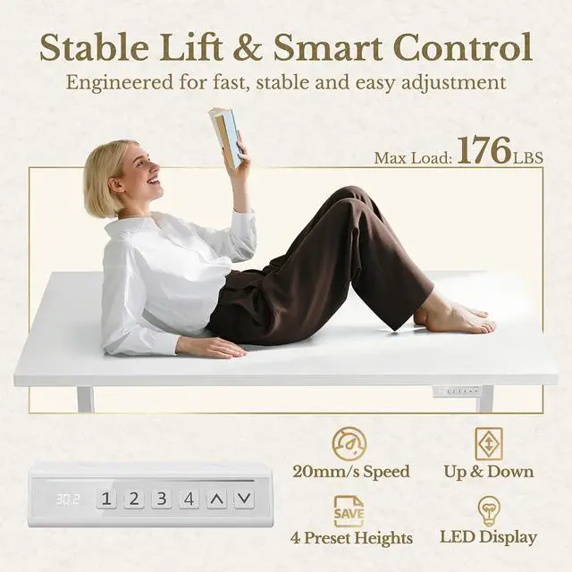Alt view image 6 of 7 - 63 Inches L Shaped Electric Standing Desk, Height Adjustable Executive Desk with Drawers and File Cabinet, AC/USB, 1.18" Desktop and Privacy Panel for Home Office, White