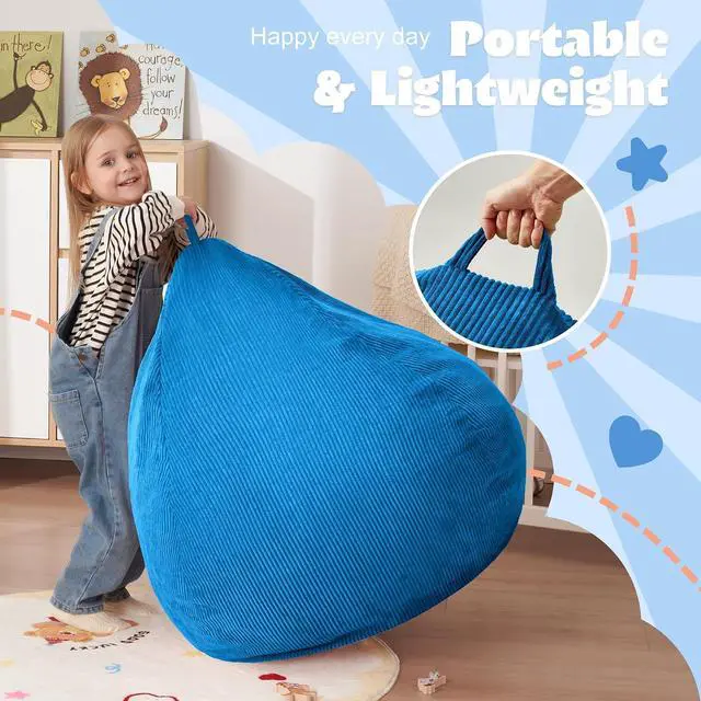 Alt view image 6 of 7 - 2FT Bean Bag Chair,Giant Bean Bag Chairs for Teens Adults,Big Bean Bags with Memory Foam Filled, Large Beanbag Chairs with Soft Corduroy Cover-Blue