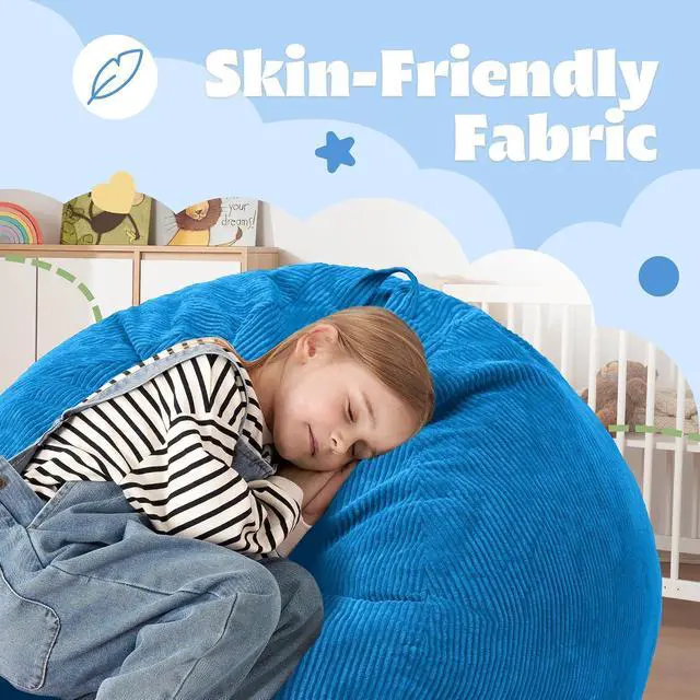 Alt view image 7 of 7 - 2FT Bean Bag Chair,Giant Bean Bag Chairs for Teens Adults,Big Bean Bags with Memory Foam Filled, Large Beanbag Chairs with Soft Corduroy Cover-Blue
