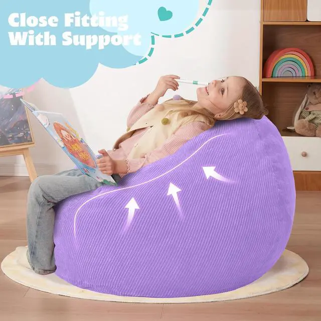 Alt view image 5 of 7 - 2FT Bean Bag Chair,Giant Bean Bag Chairs for Teens Adults,Big Bean Bags with Memory Foam Filled, Large Beanbag Chairs with Soft Corduroy Cover-Purple