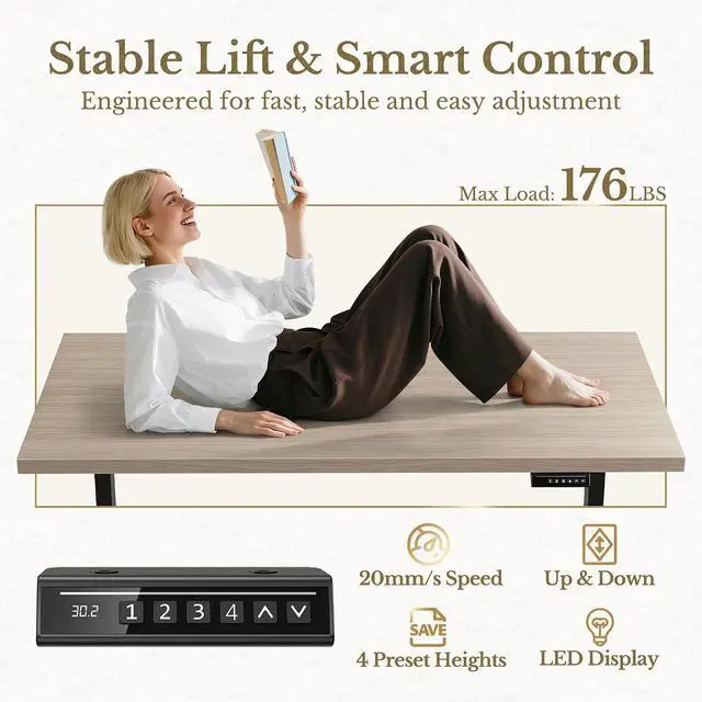 Alt view image 7 of 7 - 63 Inches L Shaped Electric Standing Desk, Height Adjustable Executive Desk with Drawers and File Cabinet, AC/USB, 1.18" Desktop and Privacy Panel for Home Office, Natural Walnut