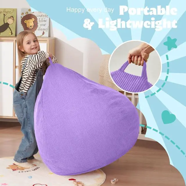 Alt view image 6 of 7 - 2FT Bean Bag Chair,Giant Bean Bag Chairs for Teens Adults,Big Bean Bags with Memory Foam Filled, Large Beanbag Chairs with Soft Corduroy Cover-Purple