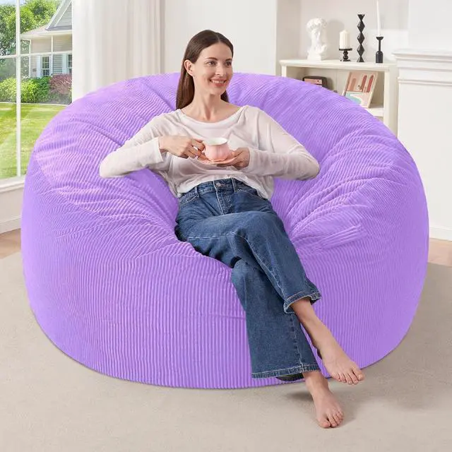 Main image of 4FT Bean Bag Chair,Giant Bean Bag Chairs for Adults,Big Bean Bags with Memory Foam Filled, Large Beanbag Chairs with Soft Corduroy Cover-Purple