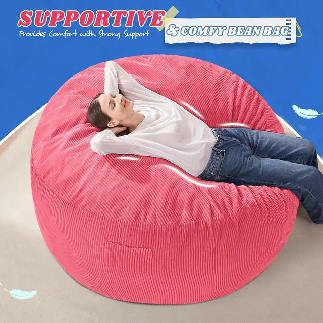 Alt view image 5 of 6 - 3FT Bean Bag Chair,Giant Bean Bag Chairs for Adults,Big Bean Bags with Memory Foam Filled, Large Beanbag Chairs with Soft Corduroy Cover