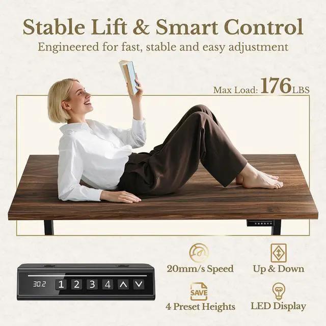 Alt view image 6 of 7 - L Shaped Executive Standing Desk with File Cabinet, Electric Height Adjustable Desk with AC/USB and Privacy Panel for Home and Office, Black Walnut