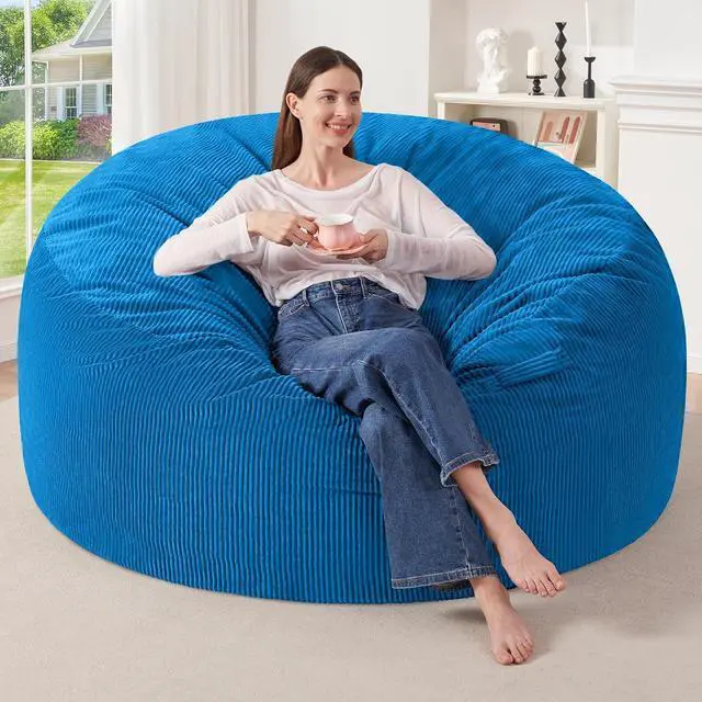 Main image of 5FT Bean Bag Chair,Giant Bean Bag Chairs for Adults,Big Bean Bags with Memory Foam Filled, Large Beanbag Chairs with Soft Corduroy Cover-Blue