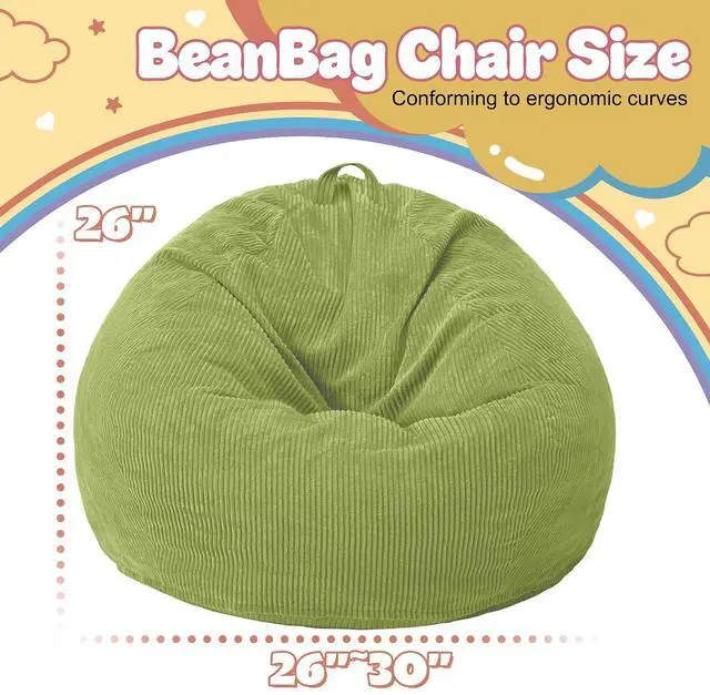 Alt view image 2 of 7 - 2Pcs of 2FT Bean Bag Chair,Giant Bean Bag Chairs for Teens Adults,Big Bean Bags with Memory Foam Filled, Large Beanbag Chairs with Soft Corduroy Cover-Green
