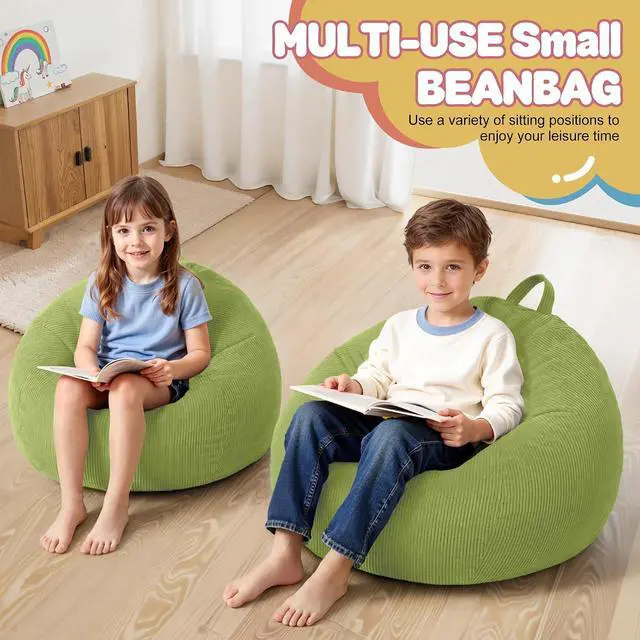 Alt view image 4 of 7 - 2Pcs of 2FT Bean Bag Chair,Giant Bean Bag Chairs for Teens Adults,Big Bean Bags with Memory Foam Filled, Large Beanbag Chairs with Soft Corduroy Cover-Green
