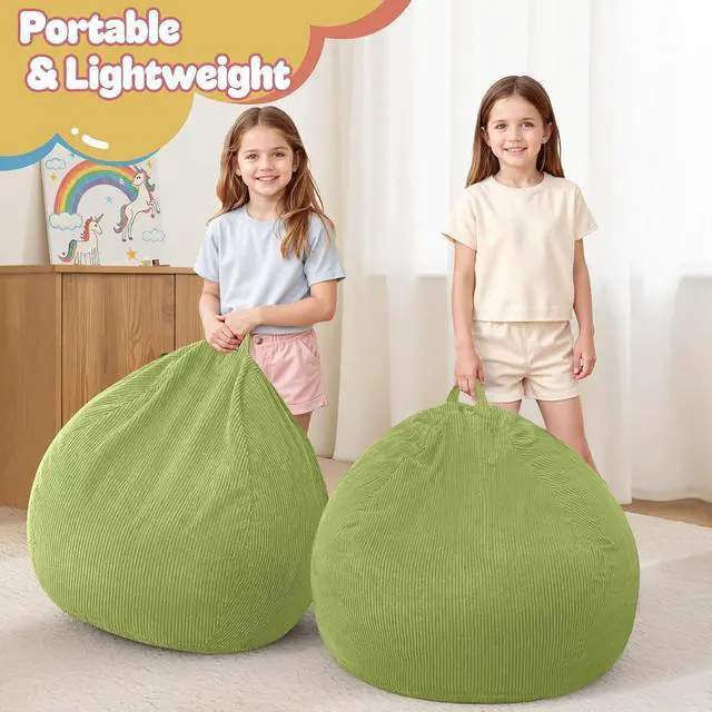 Alt view image 5 of 7 - 2Pcs of 2FT Bean Bag Chair,Giant Bean Bag Chairs for Teens Adults,Big Bean Bags with Memory Foam Filled, Large Beanbag Chairs with Soft Corduroy Cover-Green