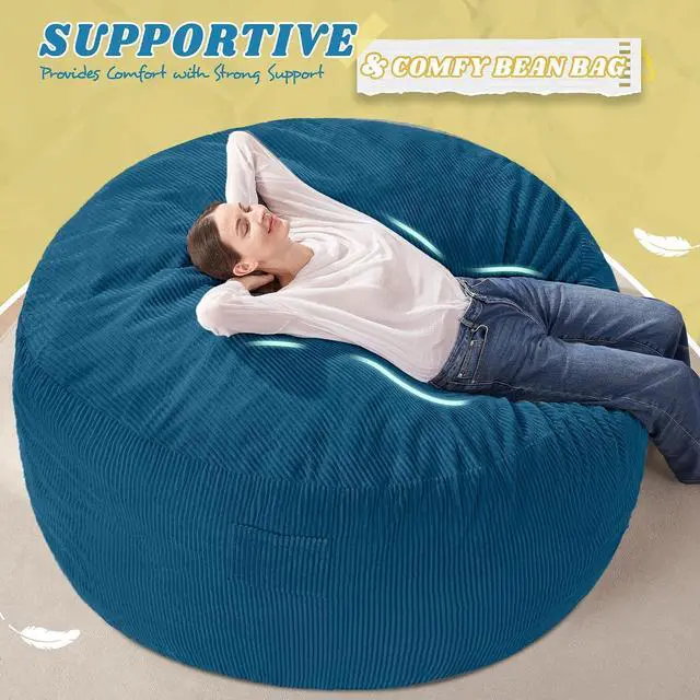 Alt view image 5 of 6 - 6FT Bean Bag Chair,Giant Bean Bag Chairs for Adults,Big Bean Bags with Memory Foam Filled, Large Beanbag Chairs with Soft Corduroy Cover