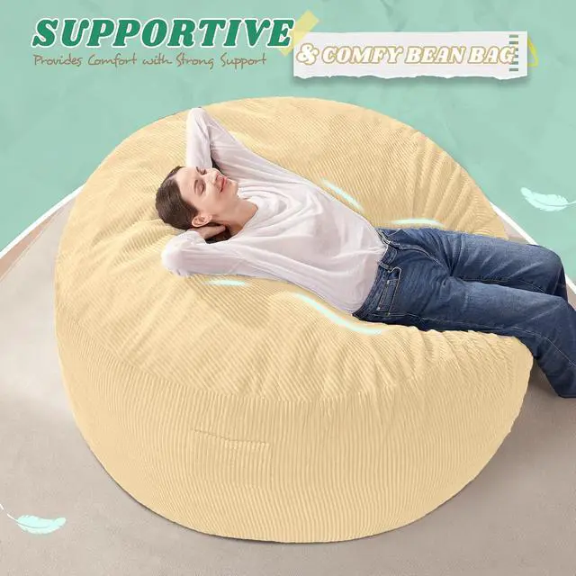 Alt view image 5 of 6 - 3FT Bean Bag Chair,Giant Bean Bag Chairs for Adults,Big Bean Bags with Memory Foam Filled, Large Beanbag Chairs with Soft Corduroy Cover