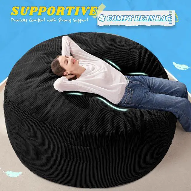 Alt view image 5 of 6 - 6FT Bean Bag Chair,Giant Bean Bag Chairs for Adults,Big Bean Bags with Memory Foam Filled, Large Beanbag Chairs with Soft Corduroy Cover