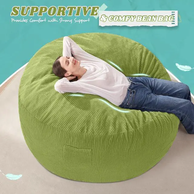 Alt view image 5 of 6 - 3FT Bean Bag Chair,Giant Bean Bag Chairs for Adults,Big Bean Bags with Memory Foam Filled, Large Beanbag Chairs with Soft Corduroy Cover