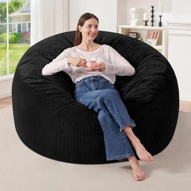 Main image of 3FT Bean Bag Chair,Giant Bean Bag Chairs for Adults,Big Bean Bags with Memory Foam Filled, Large Beanbag Chairs with Soft Corduroy Cover-Black