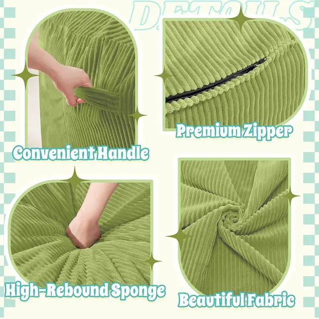 Alt view image 6 of 6 - 3FT Bean Bag Chair,Giant Bean Bag Chairs for Adults,Big Bean Bags with Memory Foam Filled, Large Beanbag Chairs with Soft Corduroy Cover