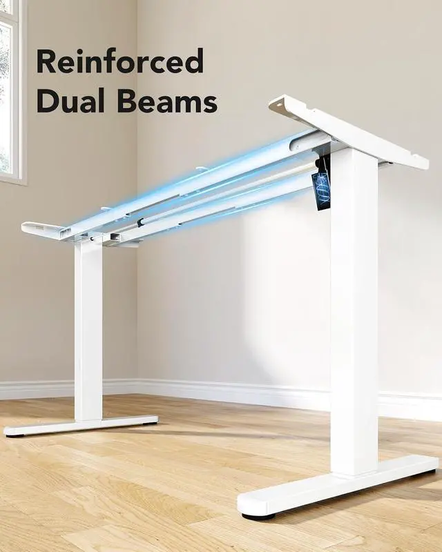 Alt view image 4 of 7 - Standing Desk Frame with 220lbs Powerful Brushless Motor, Double Crossbeam Structure, Thick Adjustable Desk Legs, for Max 35.4 x 86.6 Desktop, for Home Office, White Frame Only