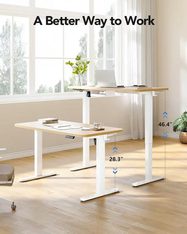 Alt view image 7 of 7 - Standing Desk Frame with 220lbs Powerful Brushless Motor, Double Crossbeam Structure, Thick Adjustable Desk Legs, for Max 35.4 x 86.6 Desktop, for Home Office, White Frame Only