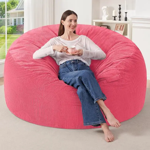 Main image of 5FT Bean Bag Chair,Giant Bean Bag Chairs for Adults,Big Bean Bags with Memory Foam Filled, Large Beanbag Chairs with Soft Corduroy Cover-Pink