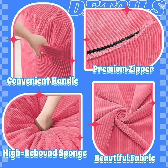 Alt view image 6 of 6 - 6FT Bean Bag Chair,Giant Bean Bag Chairs for Adults,Big Bean Bags with Memory Foam Filled, Large Beanbag Chairs with Soft Corduroy Cover