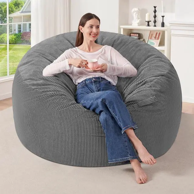 Main image of 3FT Bean Bag Chair,Giant Bean Bag Chairs for Adults,Big Bean Bags with Memory Foam Filled, Large Beanbag Chairs with Soft Corduroy Cover-Grey