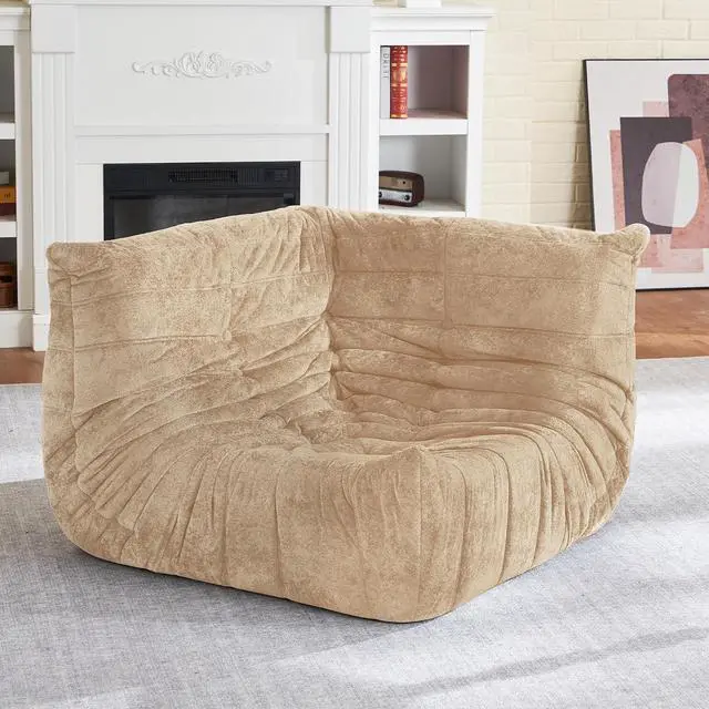 Main image of Bean Bag Chair, Memory Foam Bean Bag Chairs for Adults, Fireside Corner Chair Lazy Floor Corner Sofa for Living Room, Bedroom, Dorm, Office (Khaki)