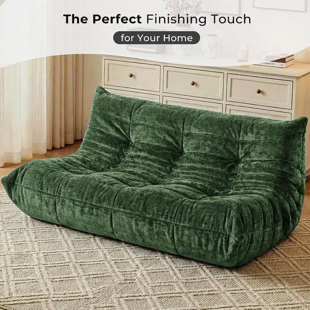 Alt view image 7 of 7 - Bean Bag Chair, Giant Bean Bag Chairs for Adults, 3 Seater Fireside Chair, Lazy Large Floor Bean Bag Sofa for Living Room, Bedroom, Dorm, Office (Green)