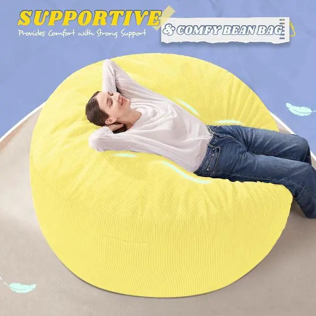 Alt view image 5 of 6 - 3FT Bean Bag Chair,Giant Bean Bag Chairs for Adults,Big Bean Bags with Memory Foam Filled, Large Beanbag Chairs with Soft Corduroy Cover