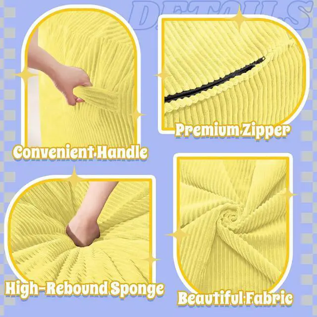 Alt view image 6 of 6 - 3FT Bean Bag Chair,Giant Bean Bag Chairs for Adults,Big Bean Bags with Memory Foam Filled, Large Beanbag Chairs with Soft Corduroy Cover