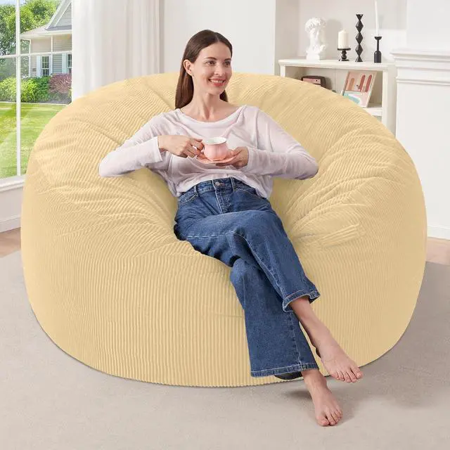 Main image of 4FT Bean Bag Chair,Giant Bean Bag Chairs for Adults,Big Bean Bags with Memory Foam Filled, Large Beanbag Chairs with Soft Corduroy Cover-Khaki