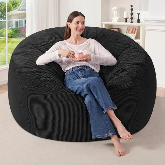 Main image of 4FT Bean Bag Chair,Giant Bean Bag Chairs for Adults,Big Bean Bags with Memory Foam Filled, Large Beanbag Chairs with Soft Corduroy Cover-Black