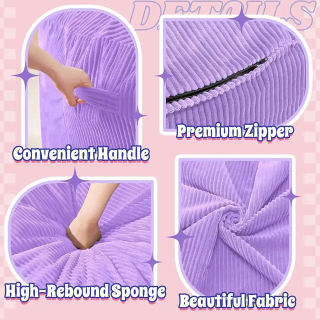 Alt view image 6 of 6 - 4FT Bean Bag Chair,Giant Bean Bag Chairs for Adults,Big Bean Bags with Memory Foam Filled, Large Beanbag Chairs with Soft Corduroy Cover-Purple