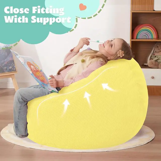 Alt view image 5 of 7 - 2FT Bean Bag Chair,Giant Bean Bag Chairs for Teens Adults,Big Bean Bags with Memory Foam Filled, Large Beanbag Chairs with Soft Corduroy Cover-Yellow