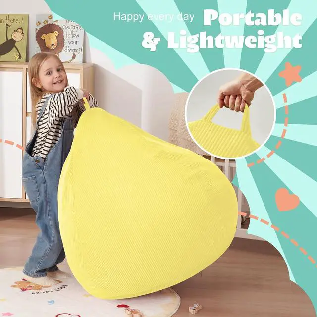 Alt view image 6 of 7 - 2FT Bean Bag Chair,Giant Bean Bag Chairs for Teens Adults,Big Bean Bags with Memory Foam Filled, Large Beanbag Chairs with Soft Corduroy Cover-Yellow