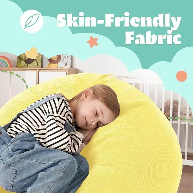 Alt view image 7 of 7 - 2FT Bean Bag Chair,Giant Bean Bag Chairs for Teens Adults,Big Bean Bags with Memory Foam Filled, Large Beanbag Chairs with Soft Corduroy Cover-Yellow