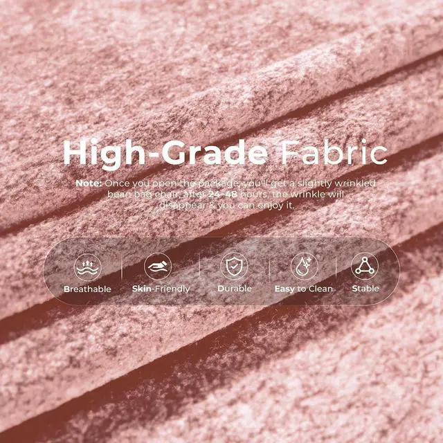 Alt view image 5 of 7 - Bean Bag Chair, Giant Bean Bag Chairs for Adults, 3 Seater Fireside Chair, Lazy Large Floor Bean Bag Sofa for Living Room, Bedroom, Dorm, Office (Pink)