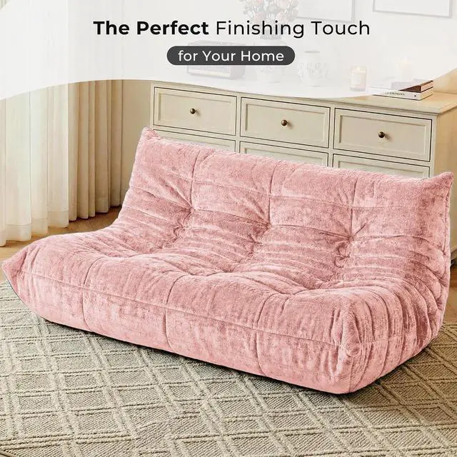 Alt view image 7 of 7 - Bean Bag Chair, Giant Bean Bag Chairs for Adults, 3 Seater Fireside Chair, Lazy Large Floor Bean Bag Sofa for Living Room, Bedroom, Dorm, Office (Pink)