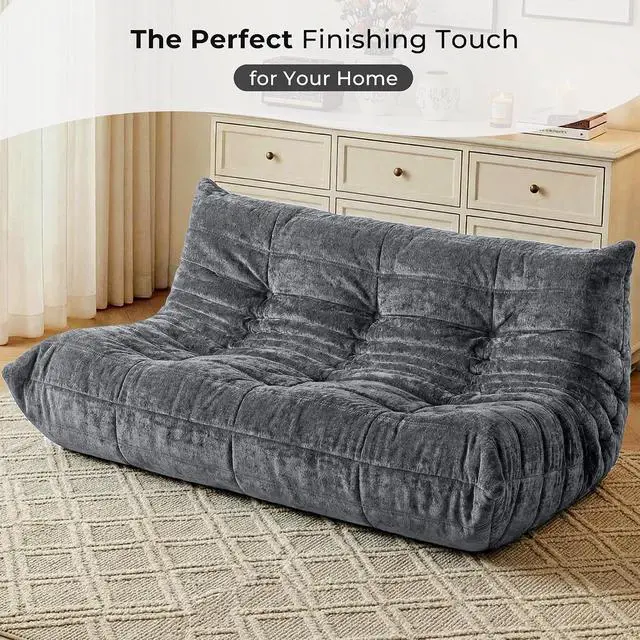Alt view image 7 of 7 - Bean Bag Chair, Giant Bean Bag Chairs for Adults, 3 Seater Fireside Chair, Lazy Large Floor Bean Bag Sofa for Living Room, Bedroom, Dorm, Office (Grey)