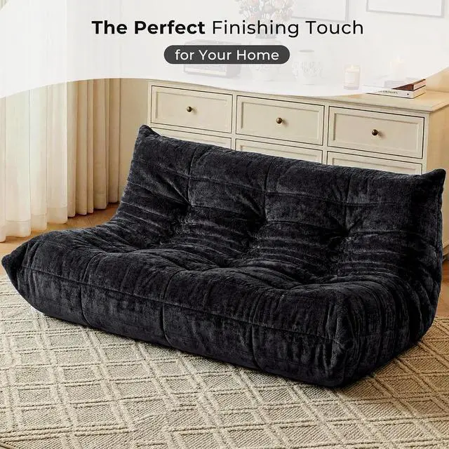 Alt view image 5 of 7 - Bean Bag Chair, Giant Bean Bag Chairs for Adults, 3 Seater Fireside Chair, Lazy Large Floor Bean Bag Sofa for Living Room, Bedroom, Dorm, Office (Black)