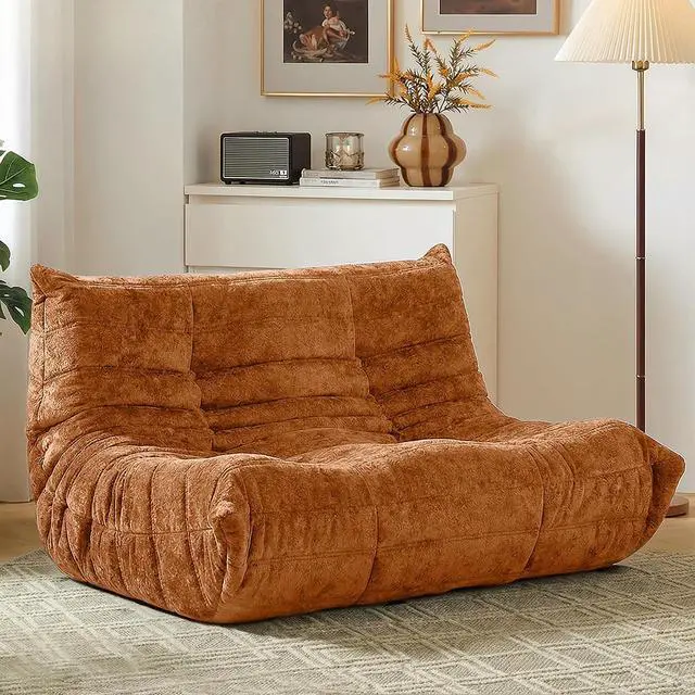 Main image of Bean Bag Chair, Giant Bean Bag Chairs for Adults, Loveseat Fireside Chair, 2 Seater Lazy Bean Bag Sofa Memory Foam Couch for Living Room, Bedroom, Office (Brown)